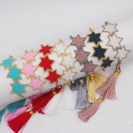 Strand Mosengkw Fashion Color Couleur de conception d'étoiles à cinq points Bracelet Miyuki avec Tassel Boho à l'extérieur