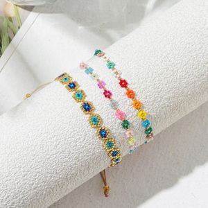 Strand Mosengkw Pequeño lindo diseño de flores Miyuki Bracelet Handmade Boho Colorful informal Bracelt