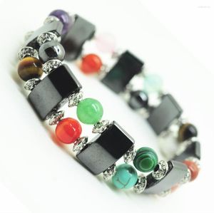 Bracelet de guérison en hématite magnétique multi-couleurs pour femmes perles d'espacement de magnétite avec bijoux en cristal de 8MM