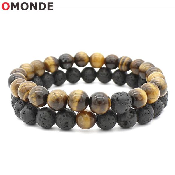 Strand Multi Color Natural Lava Stone Pulseras Druzy Green White Black Tigers Eye Beads Beaded String Wristband Para Hombres Mujeres Joyería Stra