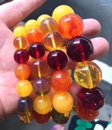 Strand Multicolore Ambre Bracelet Perles Cire d'Abeille 12-20mm Homme Femme Certificat