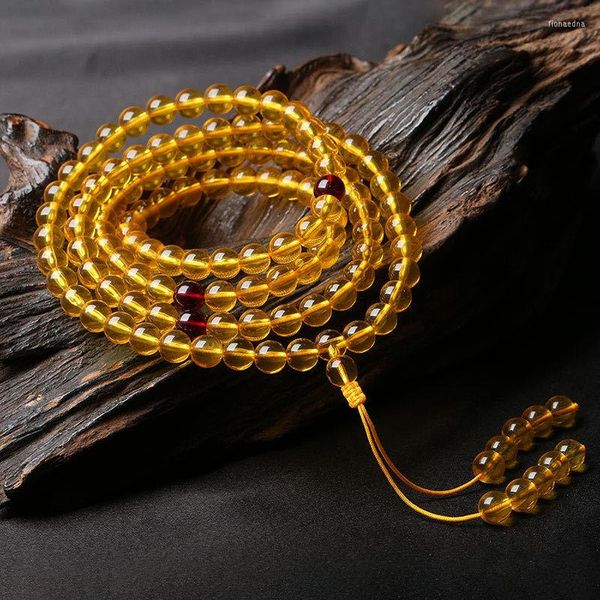 Strand Myanmar Golden Pearl Circle 108 perles de bouddha ambre main chaîne collier de purification de l'eau pour hommes et femmes Corrente Masculina