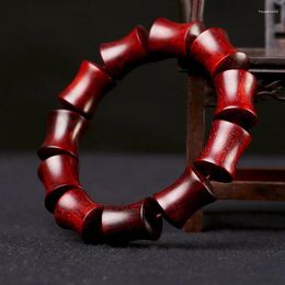 Hebra de madera natural, pulsera con cuentas de Buda manchada de estrella de sándalo rojo sangre de Zambia, joyería de transferencia de cuentas de bambú de 15 a 20MM