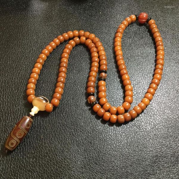 Bracelet de bouddha bouddhiste en cire d'abeille naturelle, 108 perles, perle de prière de méditation, chapelet Mala pour femmes et hommes, bijoux en Agate à neuf yeux