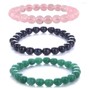 Strand Natural 8mm Gorgeous Semi-Precious Stones Healing Crystal Stretch Mala Beaded Bracelet Unisex para amigos