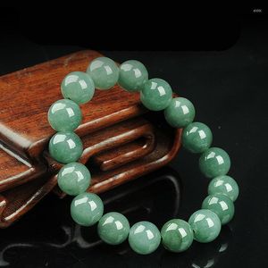 Strand Natural A-Grade Oil Green Emerald Bead Bracelet Vrouw 10mm Lucky Jade String Jewelry cadeau