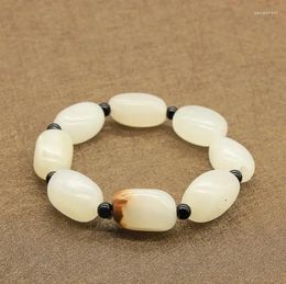 Hebra de pulsera de Jade Natural de Afganistán, lote de joyería de un solo anillo para hombres y mujeres, cadena de mano