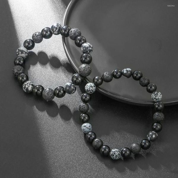 Bracelet de perles en albâtre naturel pour hommes, fil de 10/8mm, élastique, accessoires de bijoux de Couple, vente en gros