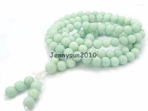 Strand Natural Amazonite 10mm edelstenen Stone Boeddhist 108 kralen Gebed Mala Lange ketting Multifunctionele armband 5Strands/Pack