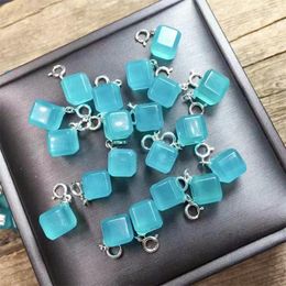 Strand Naturel Amazonite Cube Pendentif Bijoux Pour Femmes Homme Guérison Cristal Perles Énergie Pierre Reiki Pierre Précieuse 1 PCS