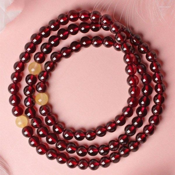 Strand naturel ambre couleur grenat perlé Bracelet pour femmes hommes bordeaux garçons filles main bijoux fête des mères cadeau