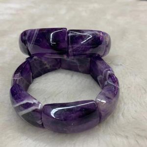 STRAND NATUURLIJKE Amethist Stone kralen Bracelet Energie Bangle edelsteen sieraden voor vrouw geboortesteen Waterman geschenk