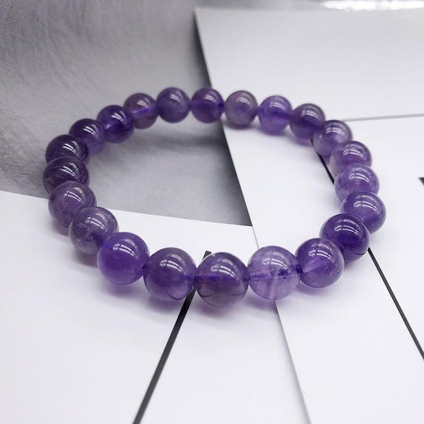 Strand Natural Amethysts Quartz Bracelet Light Purple Energy Gem Stone Femmes Perlé Stretch Cadeau Bijoux