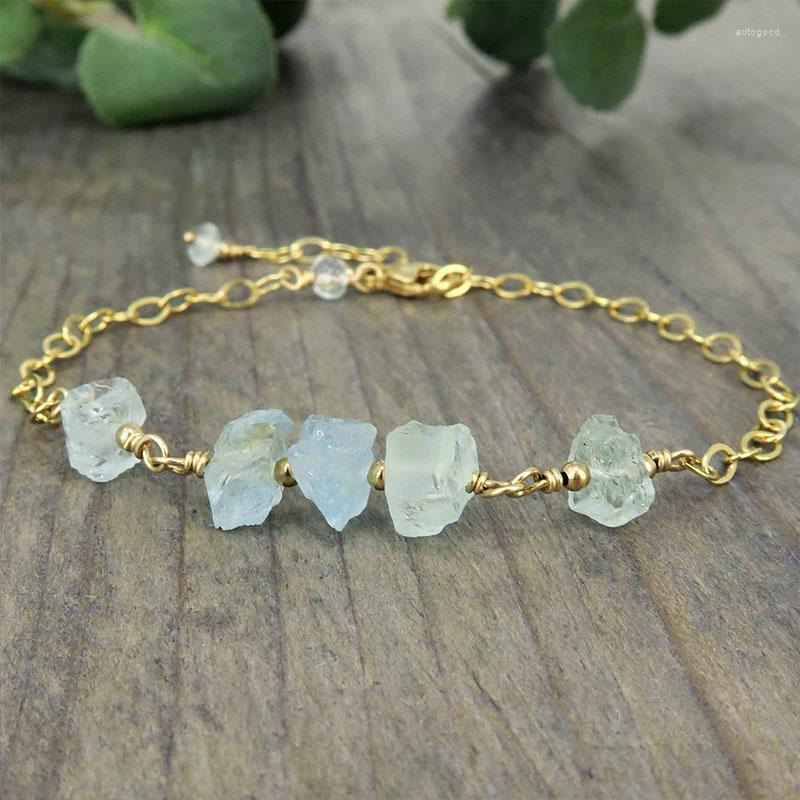 Strand Natural Aquamarine Armband March Birthstone Raw Stone Jewellery