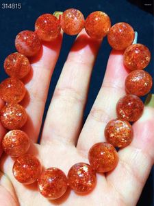 Brin naturel Arusha Orange fraise Quartz pierre de soleil Bracelet 11.5mm perles rondes cristal femmes hommes