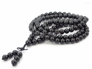 Strand Natural Black Obsidian 10mm edelstenen Stone Boeddhist 108 Bead Gebed Mala Lange ketting Multifunctionele 5Strands/Pack