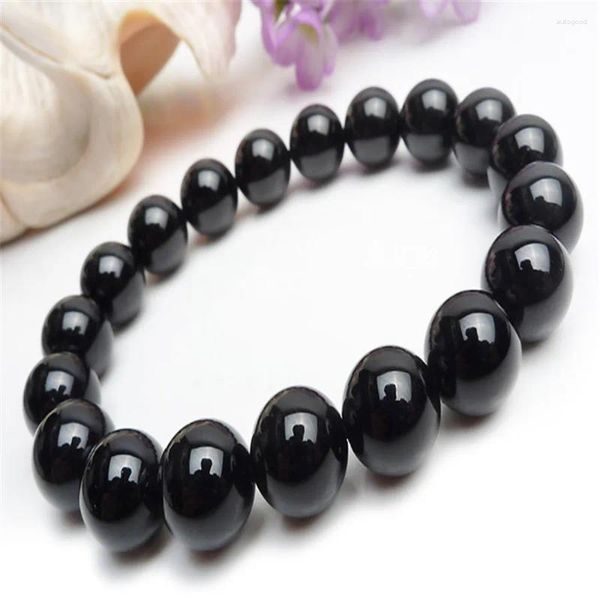 Bracelet de perles de Tourmaline noire naturelle, brin rond pour femmes brésiliennes, 8mm, 10mm, 14mm, 12mm