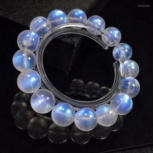 Strand Natuurlijke Blauw Licht Maansteen Clear Ronde Kralen Armband Stretch 13mm Vrouwen Mannen Mode Steen Echt