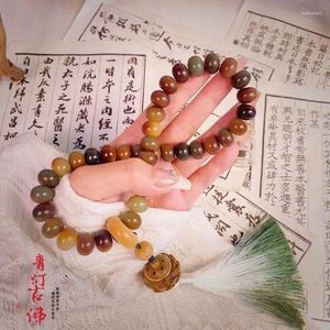 Bracelet Bodhi naturel à brins, lanterne bleue, bouddha ancien, perles de Lotus creuses et cadeau de prière