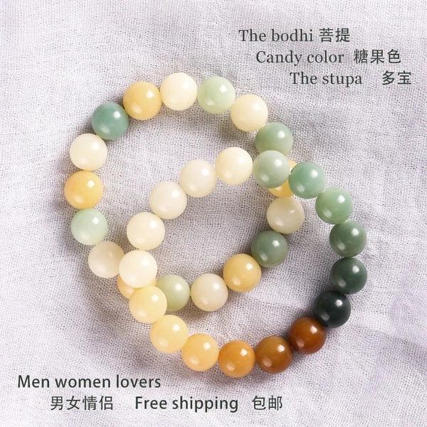 Bodhi – Bracelets en racine de Jade vert et blanc progressif, fil naturel, jeu de perles bouddhistes, pour hommes, femmes et filles, cadeau
