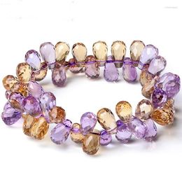 Strand Naturel Brésilien Ametrine Bracelet Mandarin Canard Bicolore Facettes Goutte D'eau Améthyste Ornement Cadeau