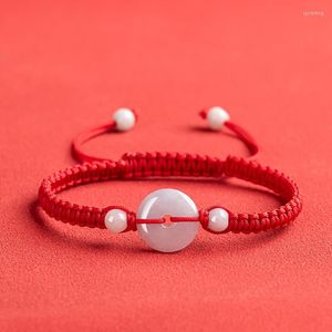 Bracelet en corde rouge tissé à la main, brin naturel certifié A Jade Donut, bijoux cadeaux