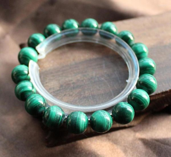 Strand Natural Chrysocolla Green Malachite Round Beads Pulsera de 12 mm