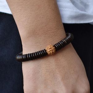 Bracelet de perles en coquillage de noix de coco naturel pour femmes et hommes, bouddhiste tibétain, corde élastique tressée à la main, bijoux porte-bonheur en bois, cadeau