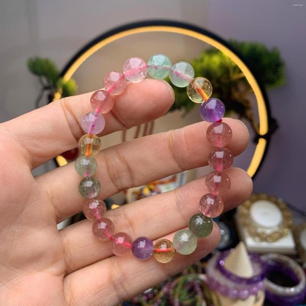 Strand Natural Colored Crystal Stone Women Handmade DIY Jewelry Reiki Healing Bangle Gift