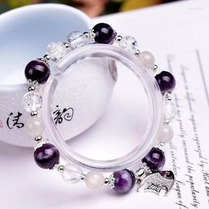 Hebra de amatistas naturales de ensueño, cristal de roca, cuarzo, energía, luz, pulsera de piedras preciosas moradas, regalo elástico con cuentas para mujer