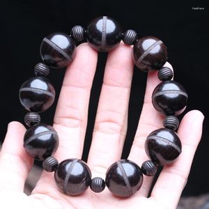 Chapelet en perles de bois rondes en ébène naturel pour hommes, collier de perles de 20mm, Bracelet de prière noir, cadeau universel