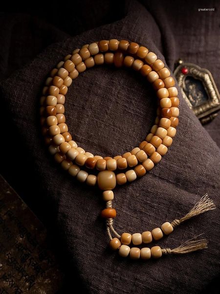 Strand Ecología natural CHEN SEEDA Material antiguo Bodhi Budas Budas Beads Pulsera 108 Piezas Placa Rosario de alta gama Rosario