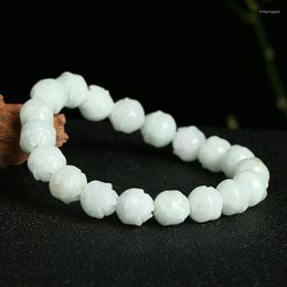 Brin naturel émeraude 10mm perles d'orchidée Bracelet élastique Jade collier rond bijoux mode homme femme chance amulette