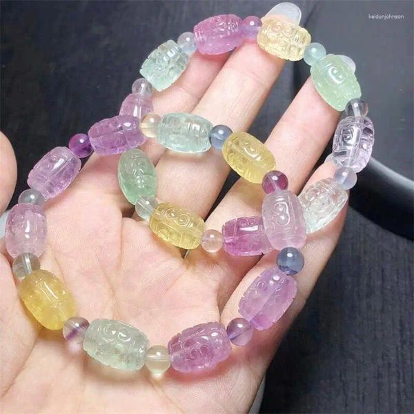 Pulsera de cuentas de mosaico de fluorita Natural hecha a mano, joyería de cuarzo de cristal, brazalete elástico, regalo de cumpleaños para niños, 1 Uds.