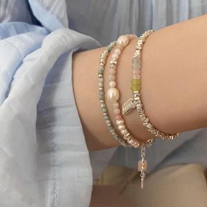 Strand Natural Freshwater Pearl Green Crystal Bracelet INS Design kralen accessoires mode sieraden voor dames feestbetrokkenheid