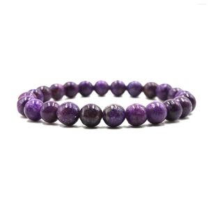 Strand Natural Gemstone Purple Lepidolite Beads 7.5 Inch Stretchy Bracelet Lithium Mica 8mm Round