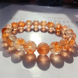 Strand or naturel pierre de soleil Orange fraise Quartz béryl Bracelet 10mm Arusha clair perles rondes femmes Bracelet