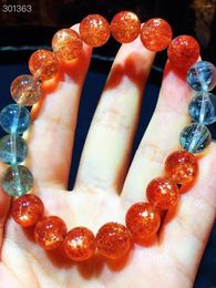 Strand Natural Gold Sunstone Fresa Cuarzo Naranja Berilo Pulsera 10mm De Arusha Clear Rectangle Beads Brazalete de mujer