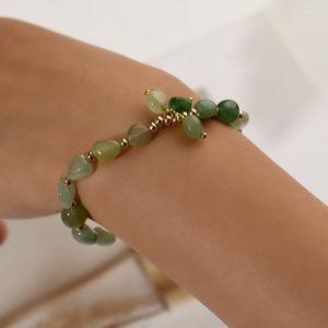 Strand Natural Green Aventurine Stone Bracelet Moda Irregular Beads Charms Hearts Turquesa Stretch Pulseras Pulsera Para Mujer