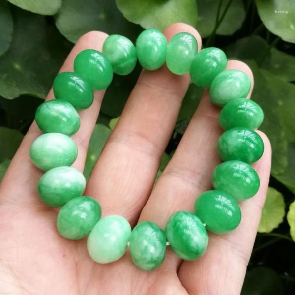 Hilo de pulsera de Jade verde Natural para hombres y mujeres, accesorios de joyería fina, pulseras de jadeíta auténtica de Myanmar, brazaletes de piedra de jade de Birmania