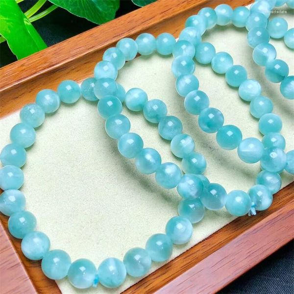 Bracelet Larimar vert naturel brin perle ronde cristal Reiki pierre de guérison mode femme bijoux pour femmes cadeau 1 pièces 10mm