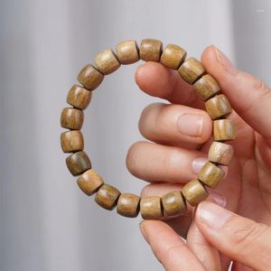 Strand natuurlijke groene sandelhout emmer kralen armband voor mannen en vrouwen eenvoudige antieke houten Boeddha sieraden