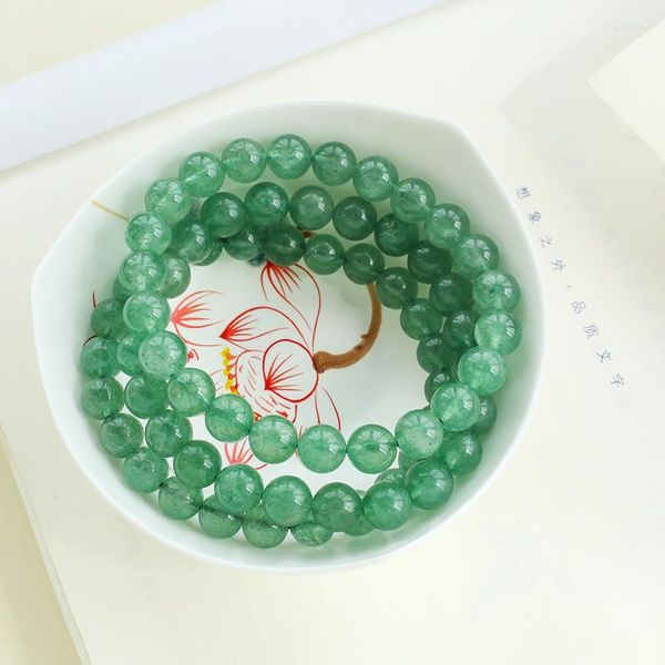 Brin naturel vert fraise Bracelet perles rondes une chaîne de bricolage ornement cristal en gros