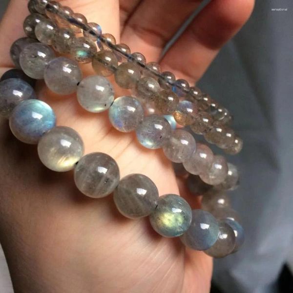 Brin naturel gris Labradorite pierre hommes femmes charme Flash bleu lumière pierre de lune bracelets véritable bijoux cadeaux