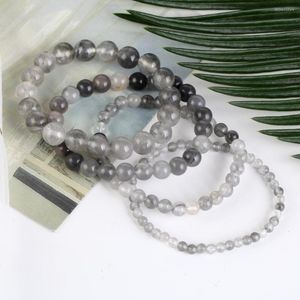 Strand Natural Gray Quartz Cystals Stone Bracelet Bead Sieraden Gift voor mannen Magnetische gezondheidsbescherming vrouwen 6 8 10mm