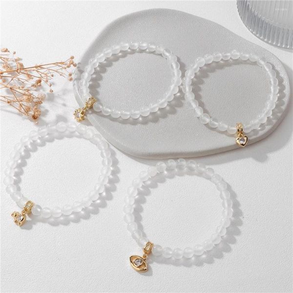 Strand Natural Gypsum Stone Pulsera Corazón Elefante 6 mm Reducir Bead Reki Stretch Bangle Jewelry for Women