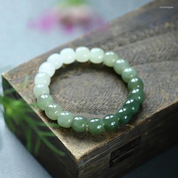 Strand Natural Hetian Jade Bracelet Gradiente de color Beads Fashion Fresh Jewelry Fresh Men's and Women's Single Circle Gift