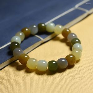 Strand Natural Hetian Jade Stone Diamètre 12mm Perles Bracelet Bijoux Lucky Safety Bon augure Amulette Fine