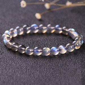 Pulsera de cuentas de piedra lunar gris de piedra Natural de alta calidad para mujer, pulseras con dijes, cuentas redondas, joyería de cristal de cuarzo, regalo de amor