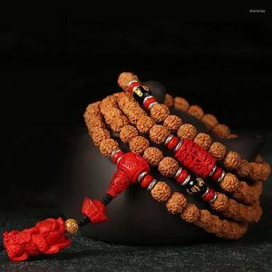 Brochettes à main indonésiennes naturelles Vajrayana Bodhi avec 108 morceaux de bracelet de viande explosif, collier de perles bouddhistes culturelles, bijoux